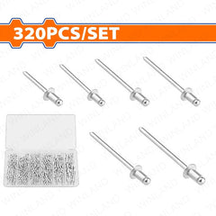 Wadfow by Winland 320PCS/Set Aluminium + Carbon Steel Material Blind Rivets Set Hand Tools WREZ511