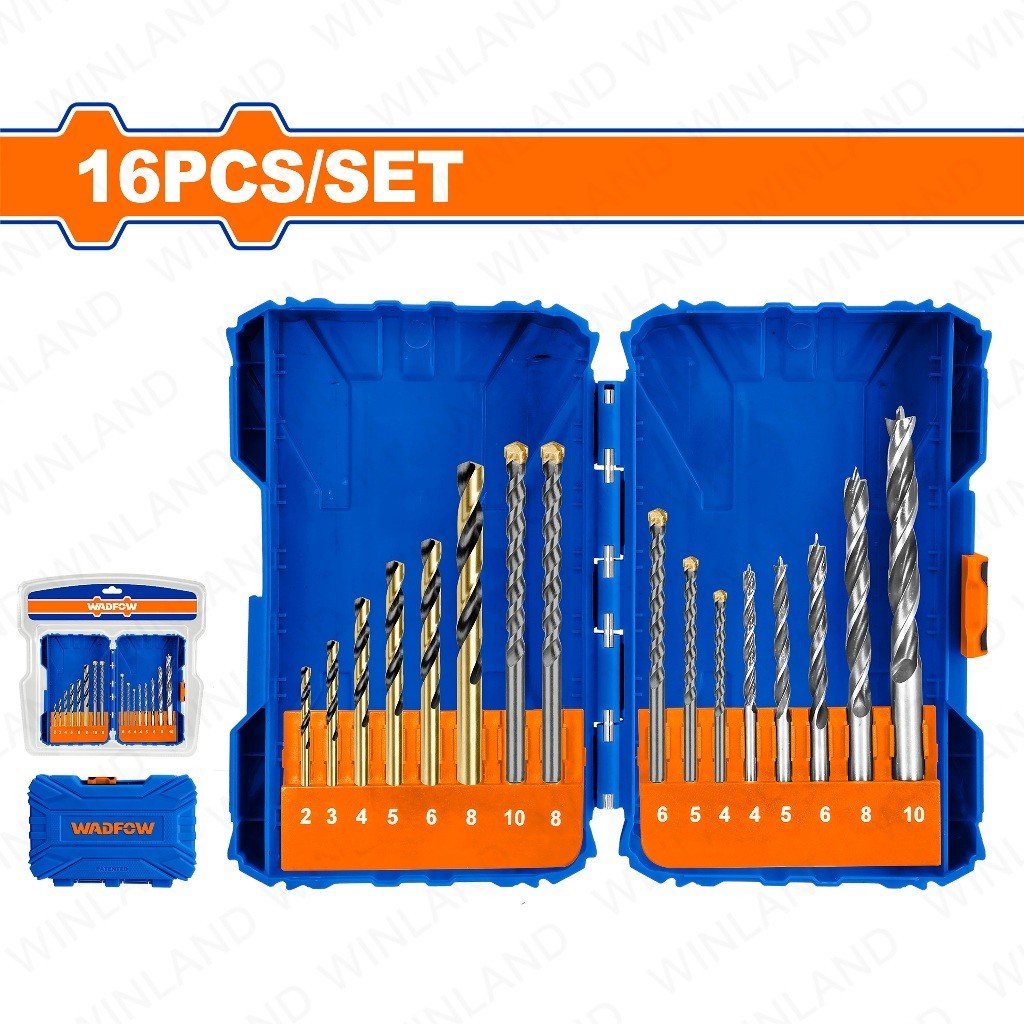 Wadfow by Winland 16PCS/SET Metal, Masonry and Wood Drill Bits Set WMJ6516 WAD-HT