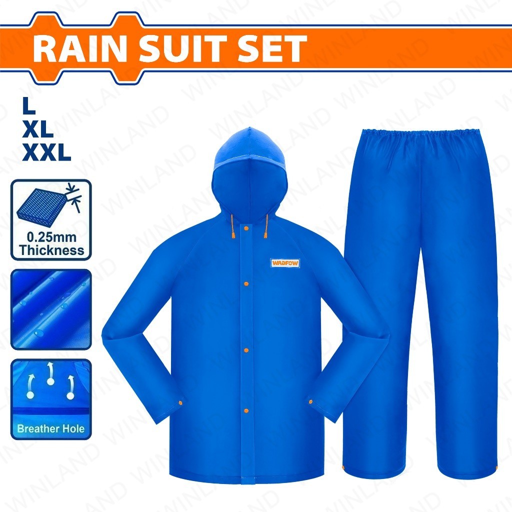 Wadfow by Winland Industrial Waterproof Rain Coat Suit Set w/ Breathable Design 100% NEW PVC WAD-HT