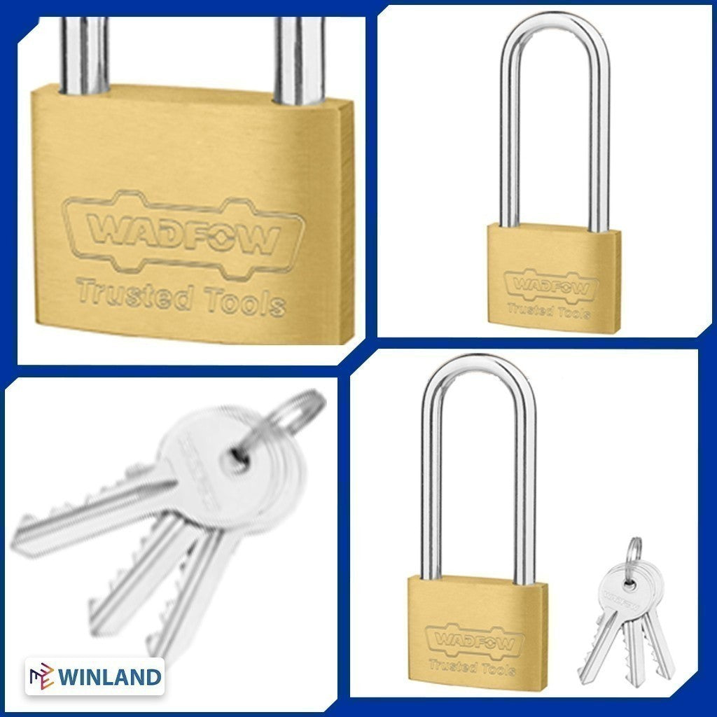 Wadfow Heavy Duty Long Shackle Brass Padlock Padlock 30mm-50mm W/ 3 Pcs Iron Keys WAD-HT