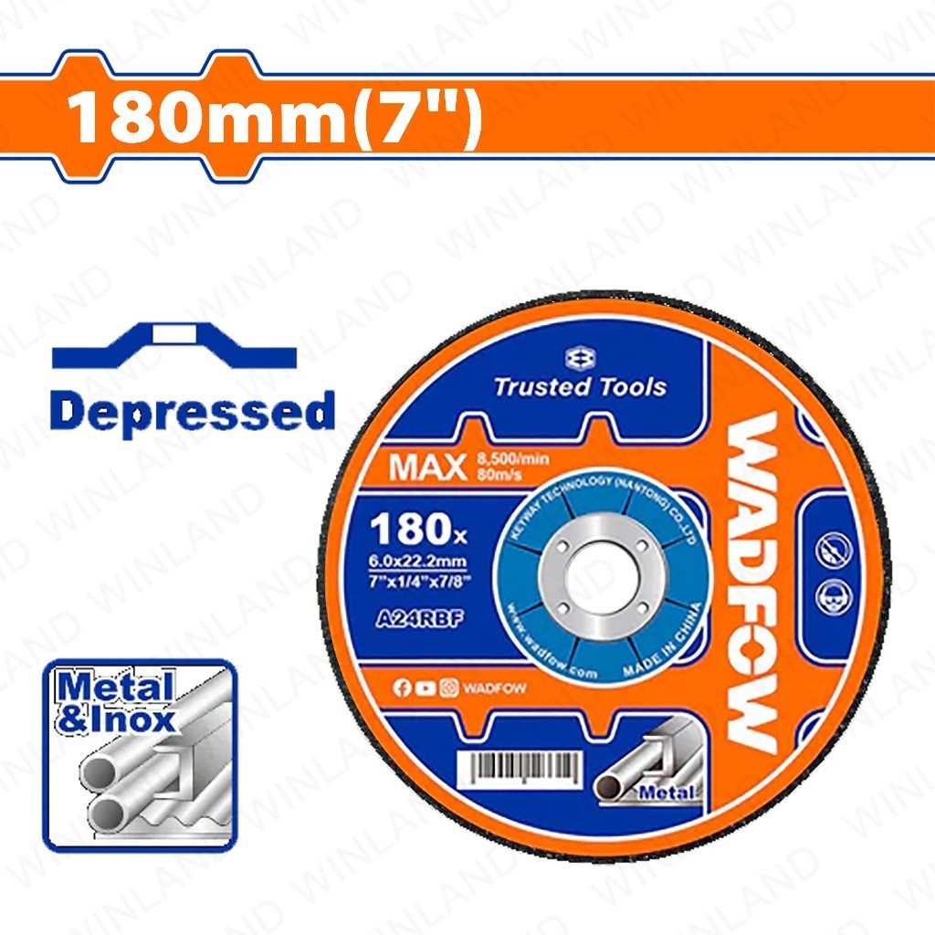 Wadfow by Winland Abrasive Metal Grinding Disc 180mm(7")x6.0mm(1/4")x22.2mm(7/8") WAC1373 WAD-HT