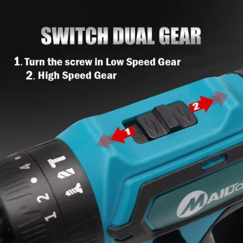 Mailtank by Winland Cordless Drill and Driver 32V with 2 Lithium-Ion Batteries & 24 Accessories