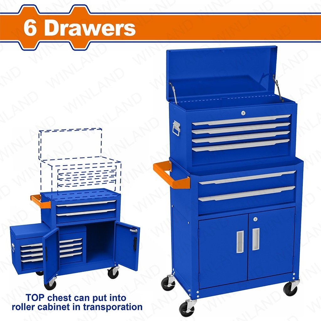 Wadfow by Winland Industrial (Empty) Chest and Roller Cabinet With 6pcs Drawers WCS4A08 WAD-HT