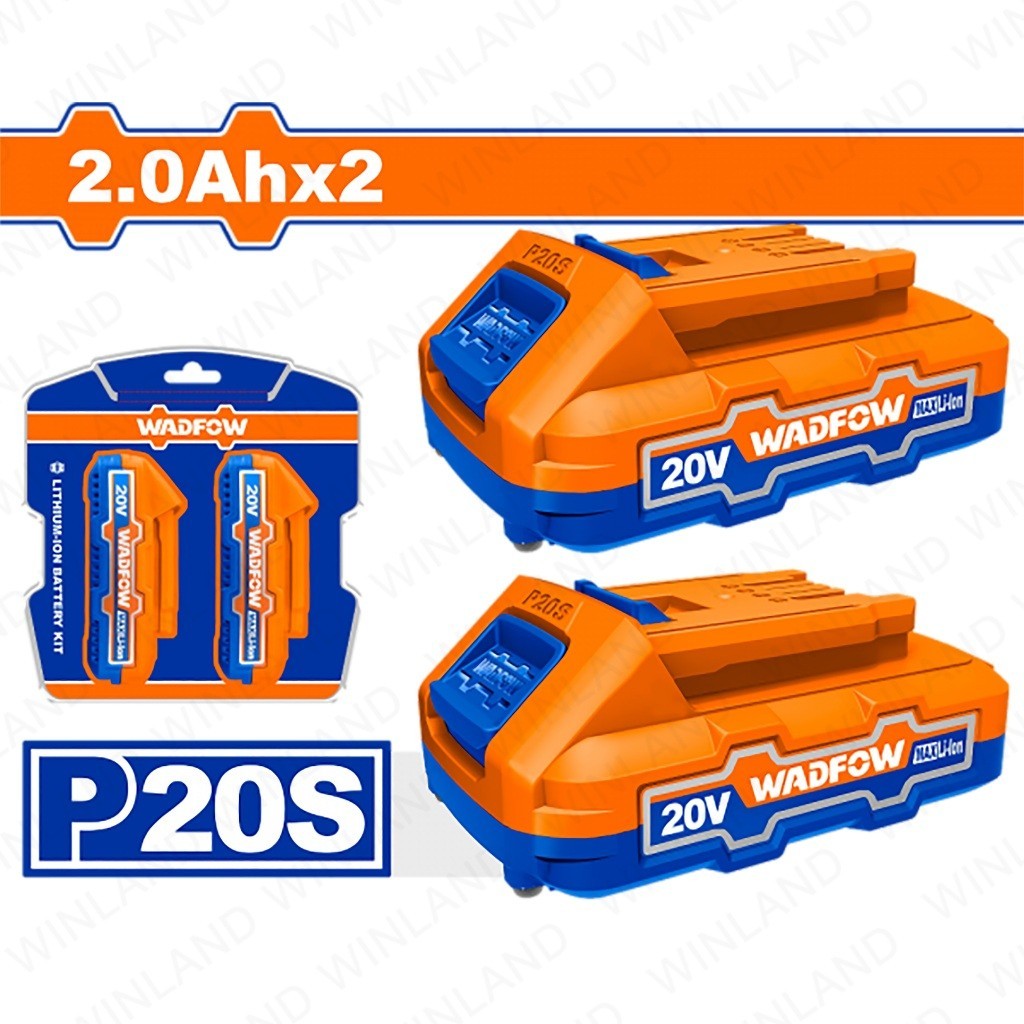 Wadfow by Winland 2PCS/SET P20s/20v Lithium-Ion Battery Pack For Cordless Power Tool 2.0Ah WOS240682