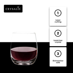 Crysalis Premium Stemware CRY-SW13/2 Double Rock Glass Stemless 360mL/13oz Set of 2