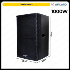 Konzert by Winland 1pc Professional Speaker System 15 Inches 2-Way Loudspeaker-1000W PRO-15