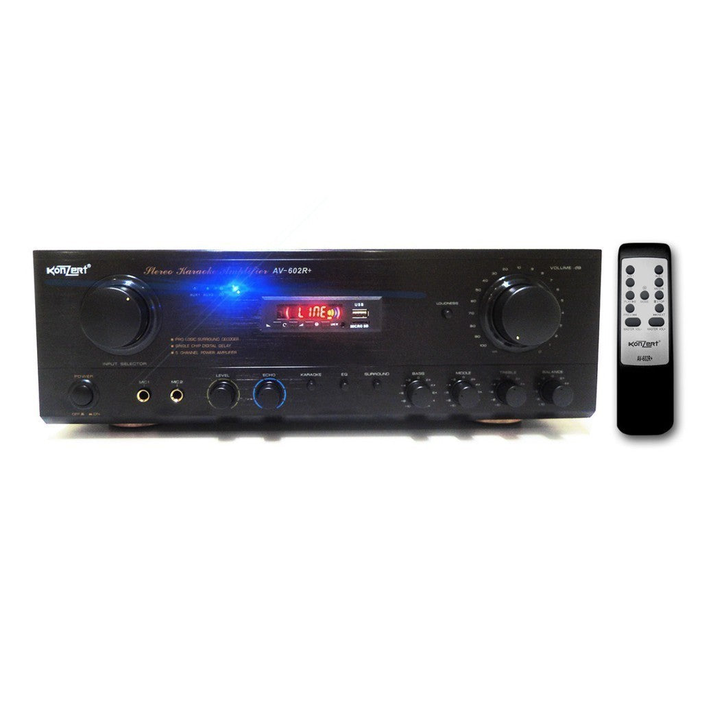 Konzert by Winland AV-602R+ 500W X 2 Karaoke Amplifier w/ FM Radio, USB and SD Port, Bluetooth