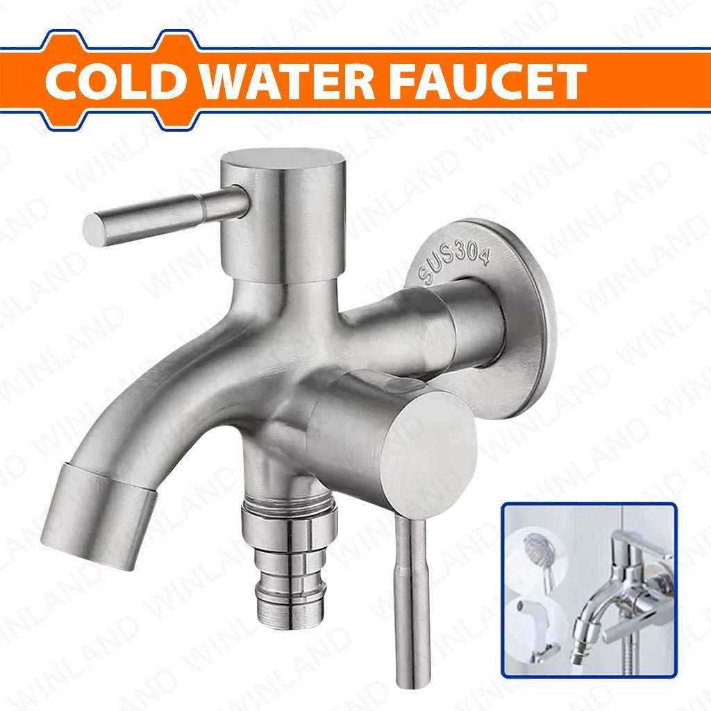 Wadfow by Winland Two-Way Stainless Steel Multi-Purpose Cold Water Faucet Wall Type WZD4921 WAD-HT