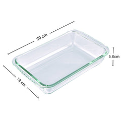 Eurochef Borosilicate Glass Rectangular Baking Tray Casserole Dish w/ Handles Microwavable 2L/2000mL