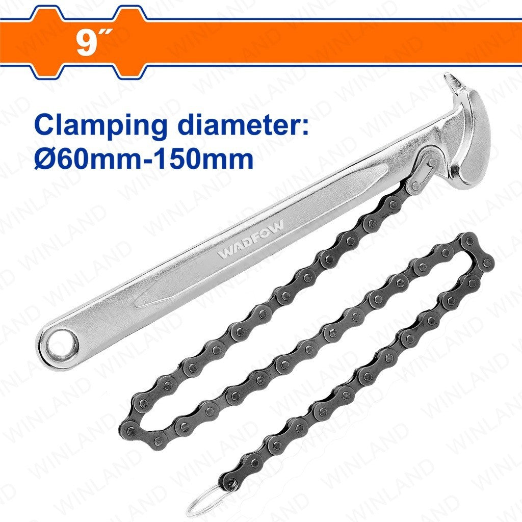 Wadfow by Winland 9-inches (60-150mm) Chain Pipe | Piping Wrench WAW1309 WAD-HT
