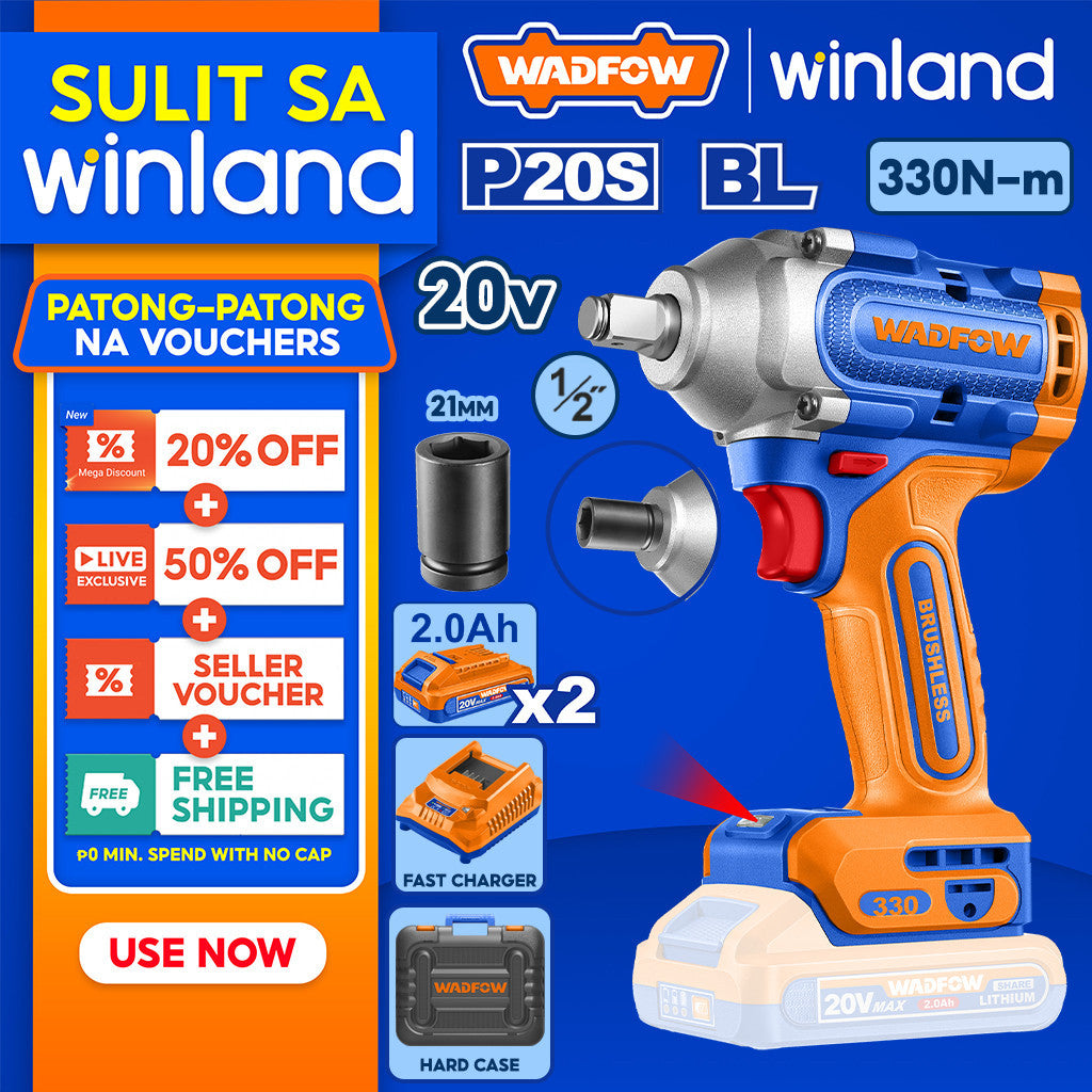 Wadfow by Winland P20S/20V Lithium-Ion Brushless Motor Cordless Impact Wrench WCD1B33 WAD-CT
