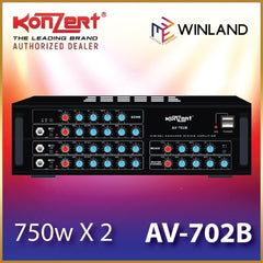 Konzert by Winland Karaoke Amplifier AV-702B 750W x 2 w/ Mixing Console and 3 Mic Input