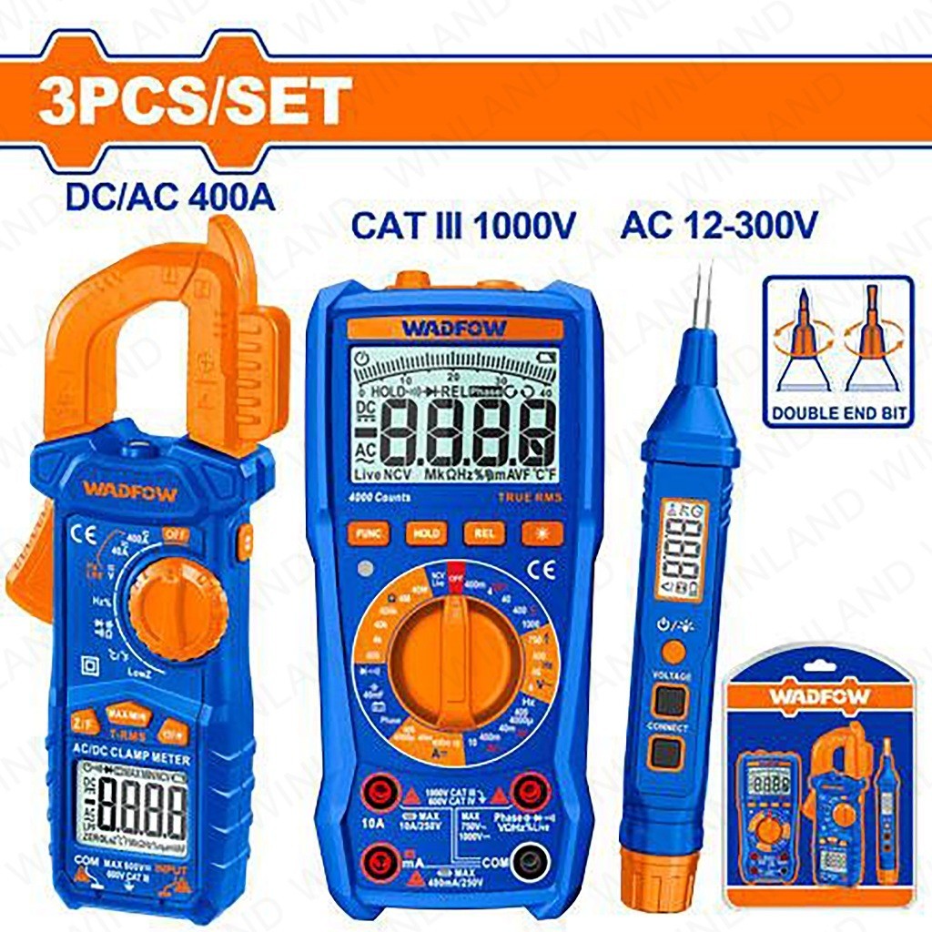 Wadfow by Winland 3PCS/SET Digital Multi Tester Multimeter Electrical Test Kit WDM94012 WAD-PT