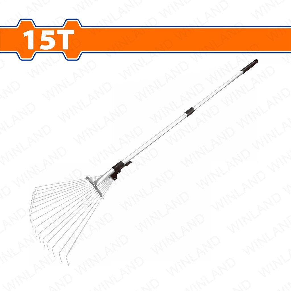 Wadfow by Winland 1680mm Metal Handle Poly Steel Leaf Rake|Raking Leaves Grass Clipping 15T WXW9A152