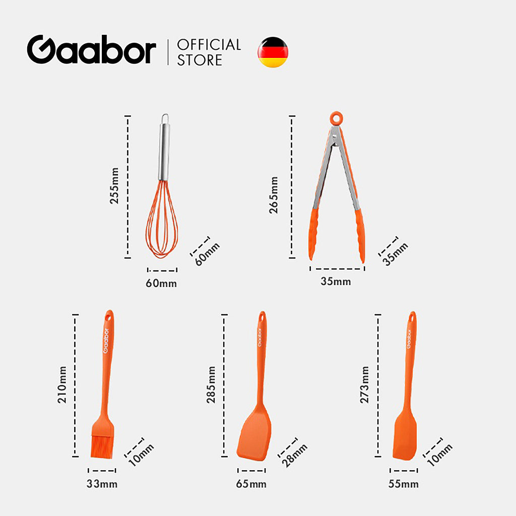 Gaabor 5 pieces Kitchen Utensil and Gadgets Silicone Rubber Kitchen Set