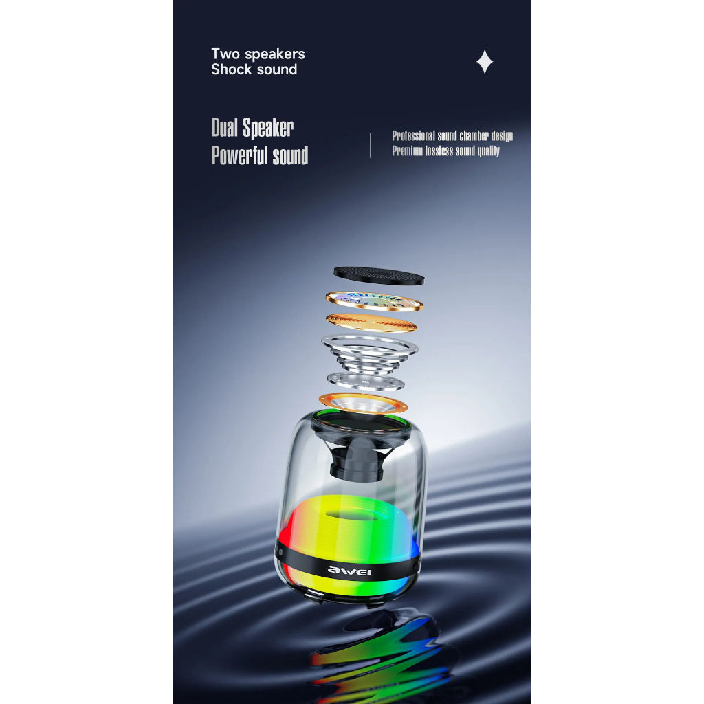 Awei by Winland Y386 Wireless Portable Bluetooth Speaker Symphony Lights 8W Dual Speakers w/ RGB LED