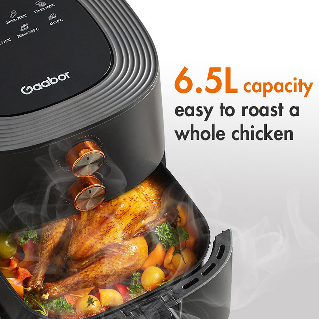 Gaabor 6.5L Air Fryer Double Knob Control Oilless Healthy Cooker, 8 Preset Menus for Bake