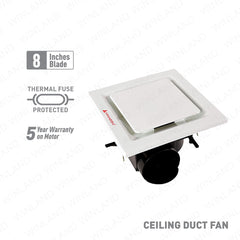 Hanabishi 8inch/200mm Ball Bearing Ceiling Duct Fan HCDF-8SS