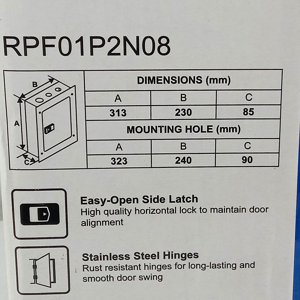 Royu Electrical Circuit Breaker Metal Base Panel Flush Nema 1 Plug-in 2P 8B RPF01P2N08