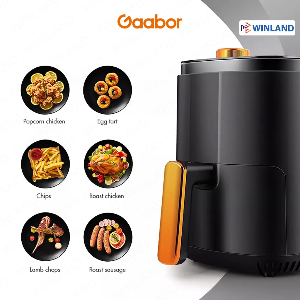 Gaabor 4.0Liters Air Fryer 360-Degree 3-Dimensional Hot Air Circulation - Black