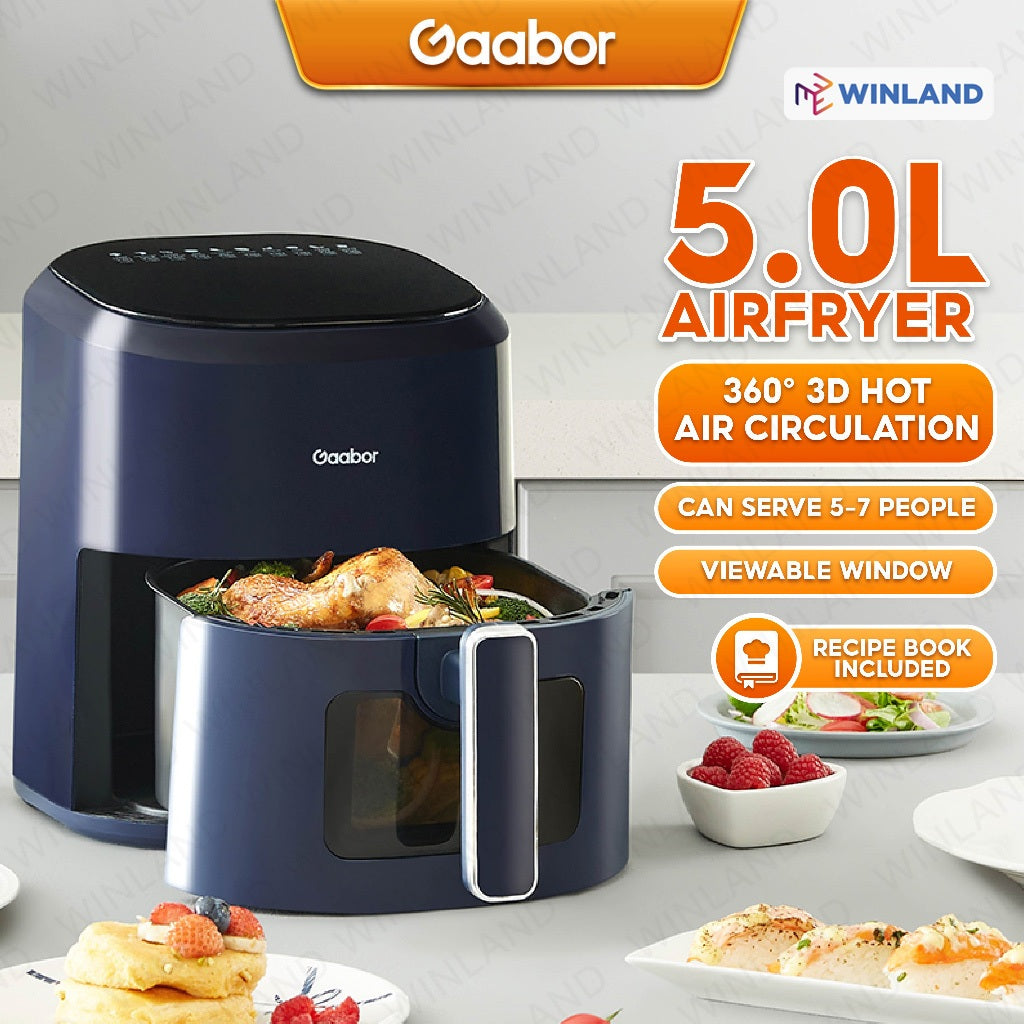 Gaabor 5L Air Fryer Oil Free Oven with 8'Functions Menu Simple Manual Control GA-E5D01