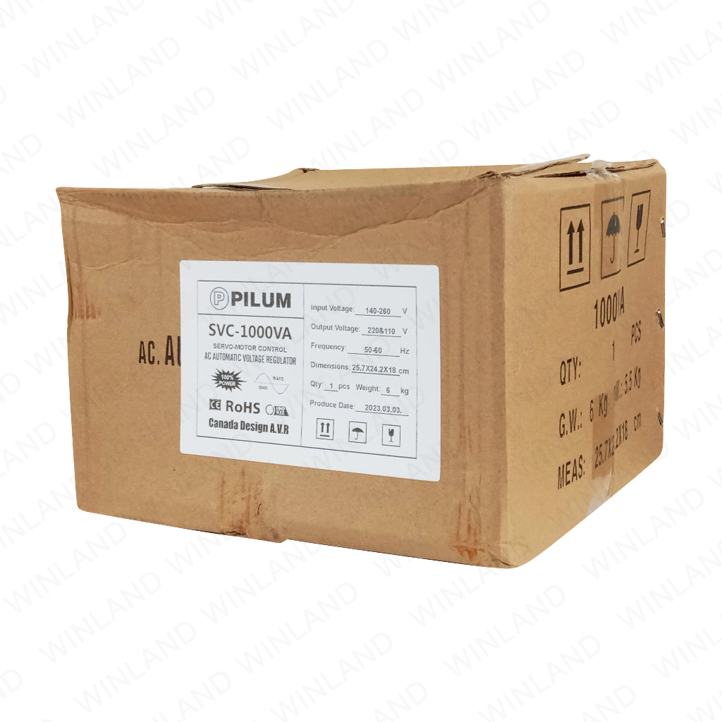 Pilum by Winland Servo Motor AC AVR 100% Efficiency 1000W Automatic Voltage Regulator PLSVC-1000VA