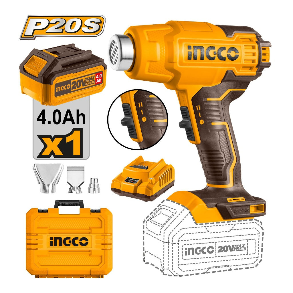 Ingco Ingco P20S/20V Lithium-Ion Cordless Heat Gun Temperature 300/550°C ING-CT