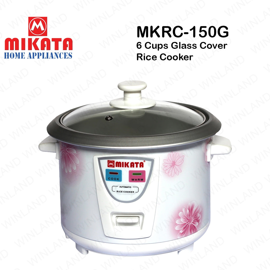 Mikata by Winland Rice Cooker Without Steamer Aluminum pot Stainless & Glass Cover 1.5L (6cups) 500W