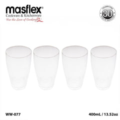 Masflex by Winland 4pieces Juice Drinking Glass Tumbler Set 400mL / 13.52oz WW-077