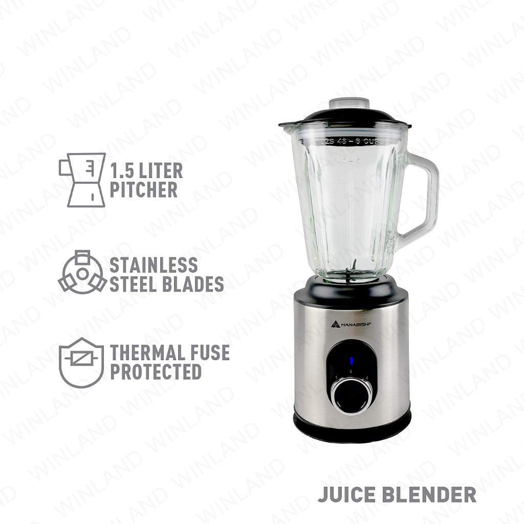 Hanabishi 2-Speed w/ Pulse Function Juice Blender 1.5L Stainless Steel Housing HJB-428SS