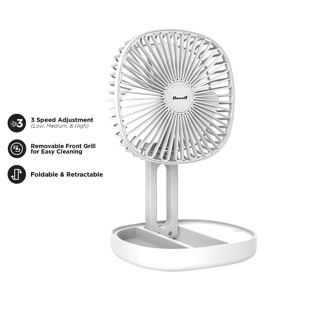 Dowell Portable Rechargeable Fan with Removable front grill for easy cleaning UF-101F