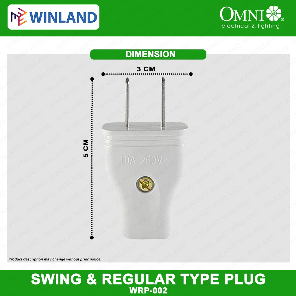 Omni by Winland Heavy Duty Swing type Plug & Regular type Plug WSP-003 / WRP-002