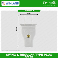 Omni by Winland Heavy Duty Swing type Plug & Regular type Plug WSP-003 / WRP-002