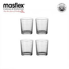 Masflex by Winland 4 Pieces Spiral Drinking Glass Tumbler Set 266mL/9oz GB-09-4A