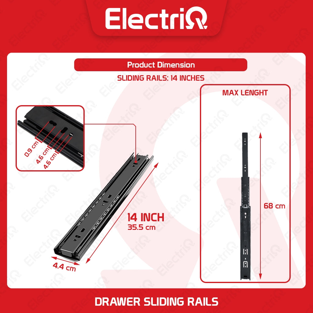 Electriq (PER PAIR) Drawer Guide Full Extension Ball Bearing Heavy Duty