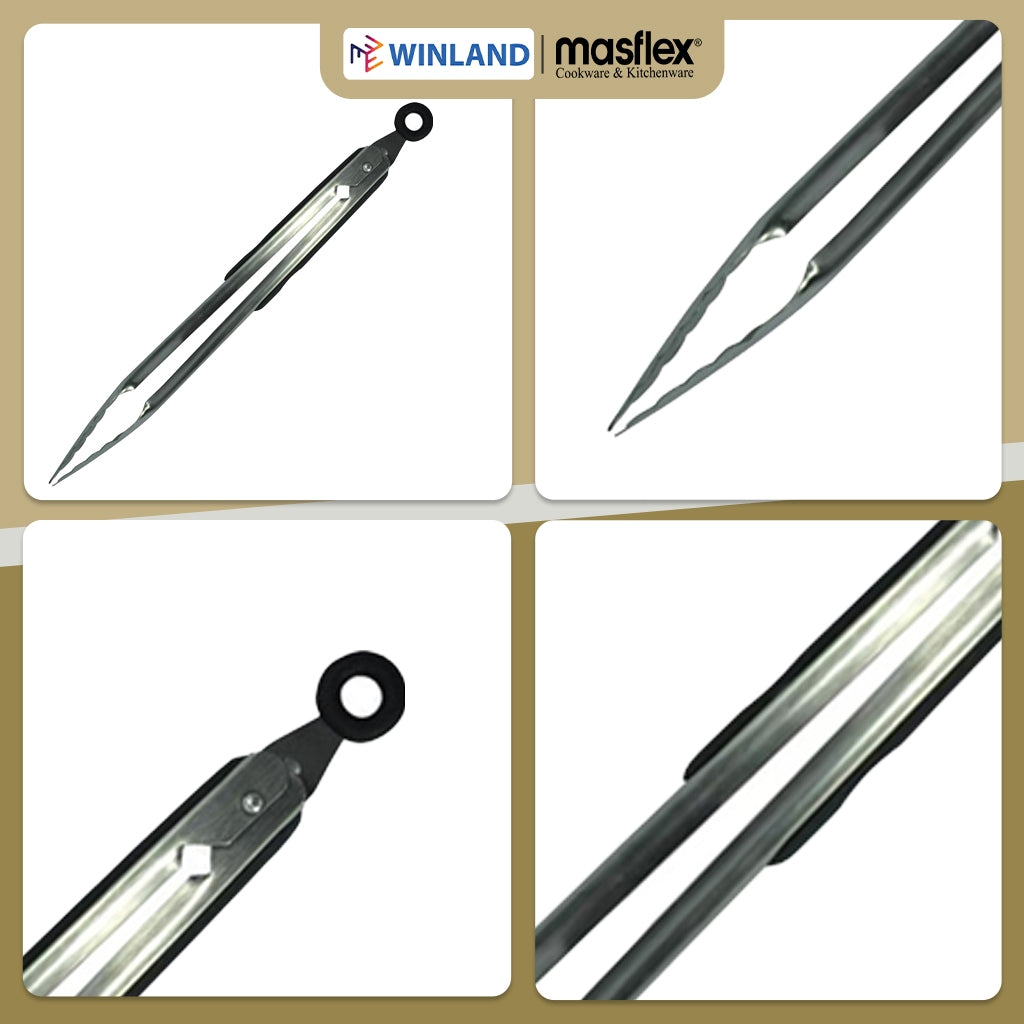 Masflex by Winland 16 inch Stainless Steel Food Tongs Stainless Steel Durable OW-034/16