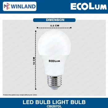 Ecolum by Winland Super Bright Power Saving LED Bulb Light Bulb 7 Watts E27 CBI207DL