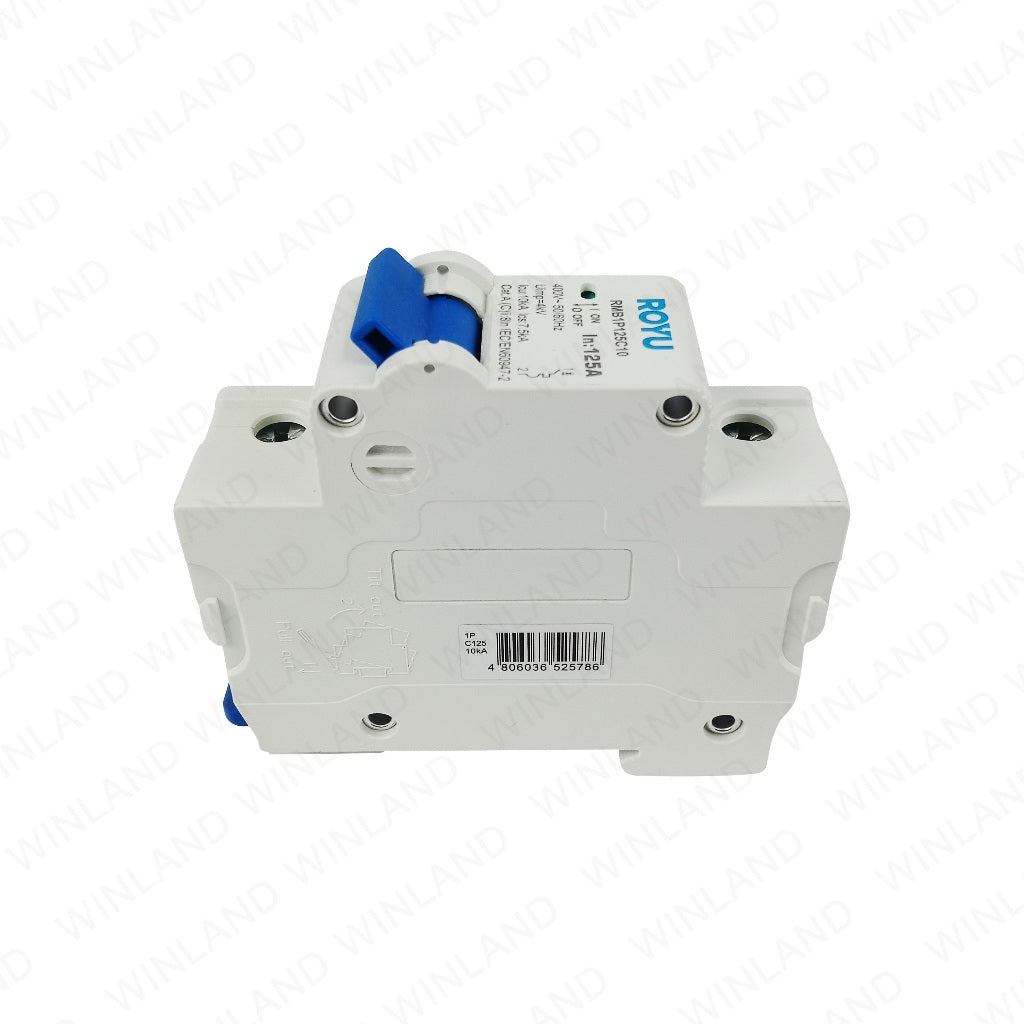 Royu by Winland Single phase Miniature Circuit Breaker 1Pole (DIN Rail Type) 125A 4KA RMB1P125C10