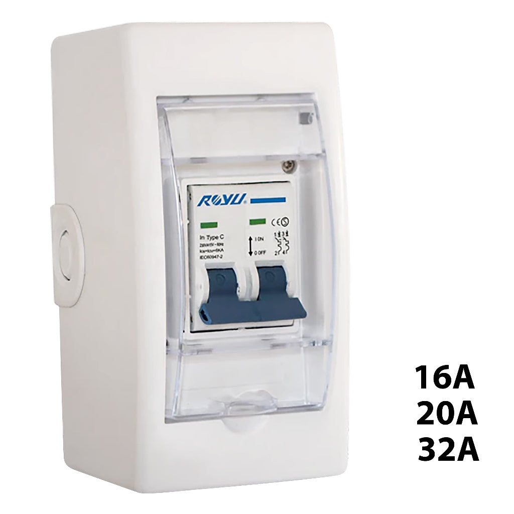 Royu by Winland Electrical Mini Safety Breaker with Cover 16A / 20A / 32A & Outlet Din rail type