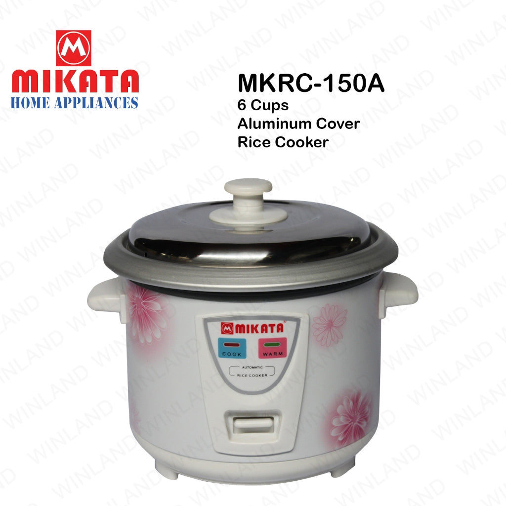 Mikata by Winland Rice Cooker Without Steamer Aluminum pot Stainless & Glass Cover 1.5L (6cups) 500W