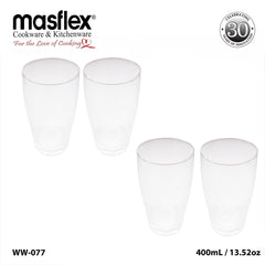 Masflex by Winland 4pieces Juice Drinking Glass Tumbler Set 400mL / 13.52oz WW-077