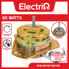 Electriq 100% Pure Copper Spin Dryer Motor Big / Small Gap Copper Windings