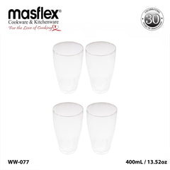 Masflex by Winland 4pieces Juice Drinking Glass Tumbler Set 400mL / 13.52oz WW-077