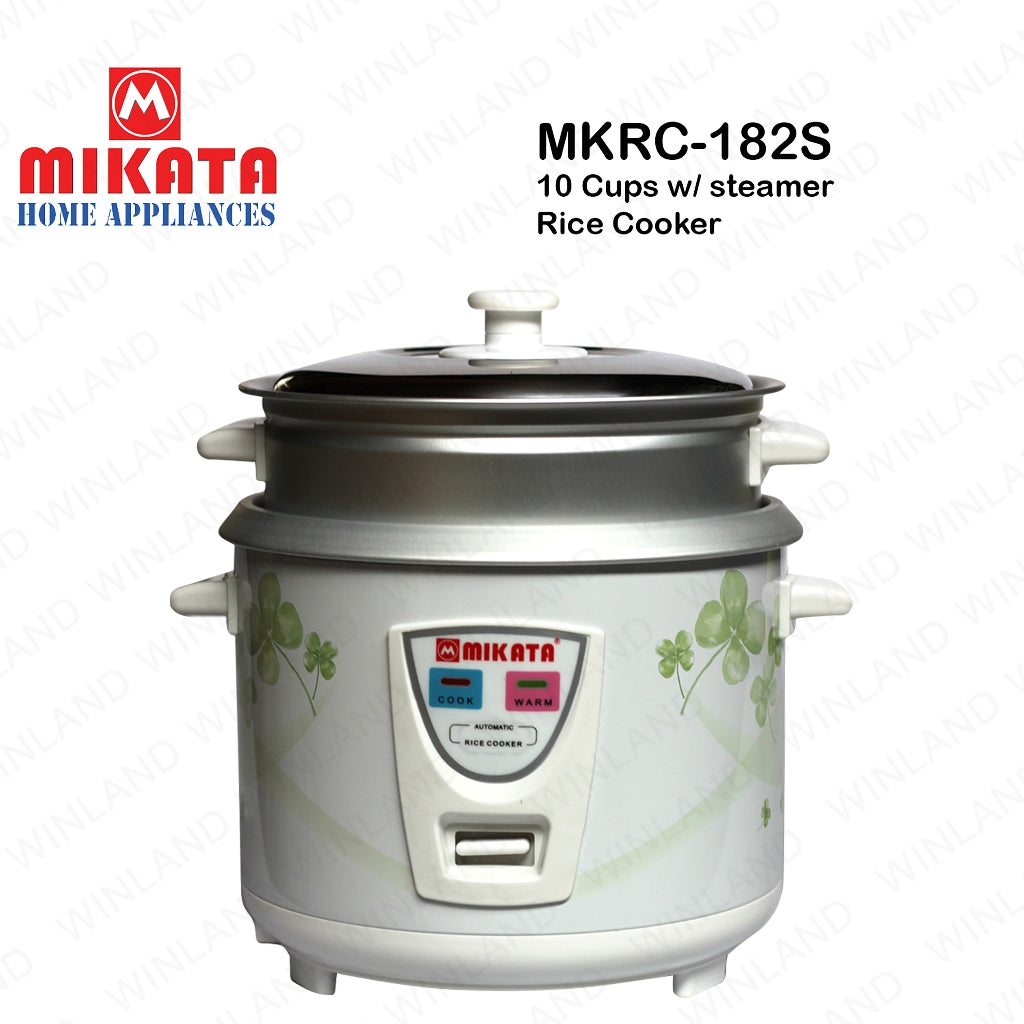 Mikata 1.8 Liters / 10 Cup Rice Cooker with Steamer Aluminum Pot and Cover MIK-MKRC-182S