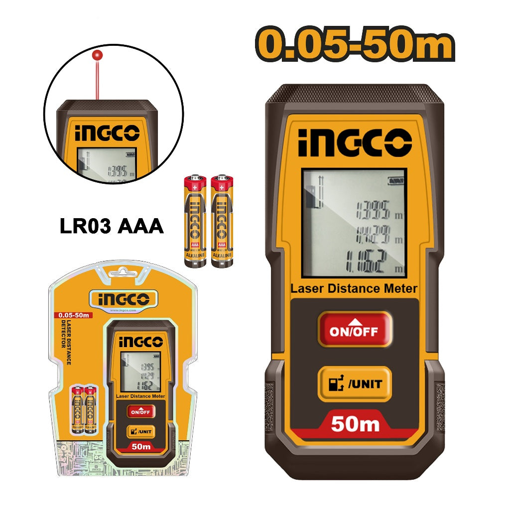 Ingco by Winland Laser Distance Detector with Measuring Range:0.05-50m HLDD0508 ING-HT