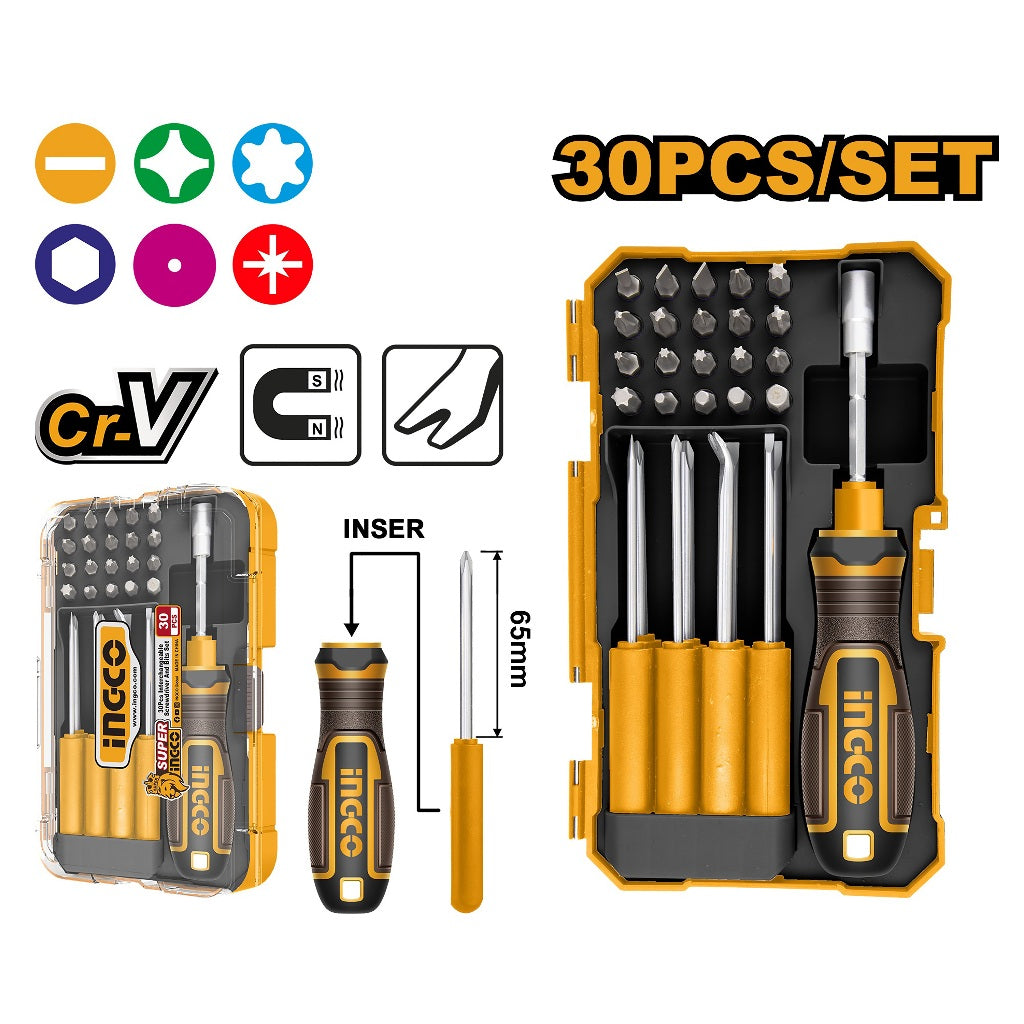 Ingco by Winland 30Pieces Interchangeable Screwdriver Bits Set AKISD3001 ING-HT