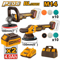 Ingco by Winland P20S/20V 2PCS Combo Kit with Lithium-Ion Brushless Cordless Polisher COSLI241191