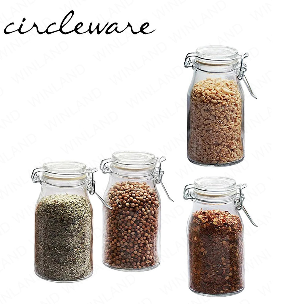 Circleware by Masflex Set of 4 Pieces 6.25oz | 183ml Mini Airtight Round Spice Jar GF-67191