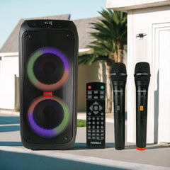 Promac by Winland 2x8in 2x8inches Party Speaker with Bluetooth USB/SD/FM & 2-Wireless Mic PS-2X82