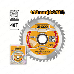 Ingco by Winland TCT Wood Saw Cutting Disc Blade 4-3/8inches(110mm) 40T, Arbor: 20mm TSB111015 ING-H